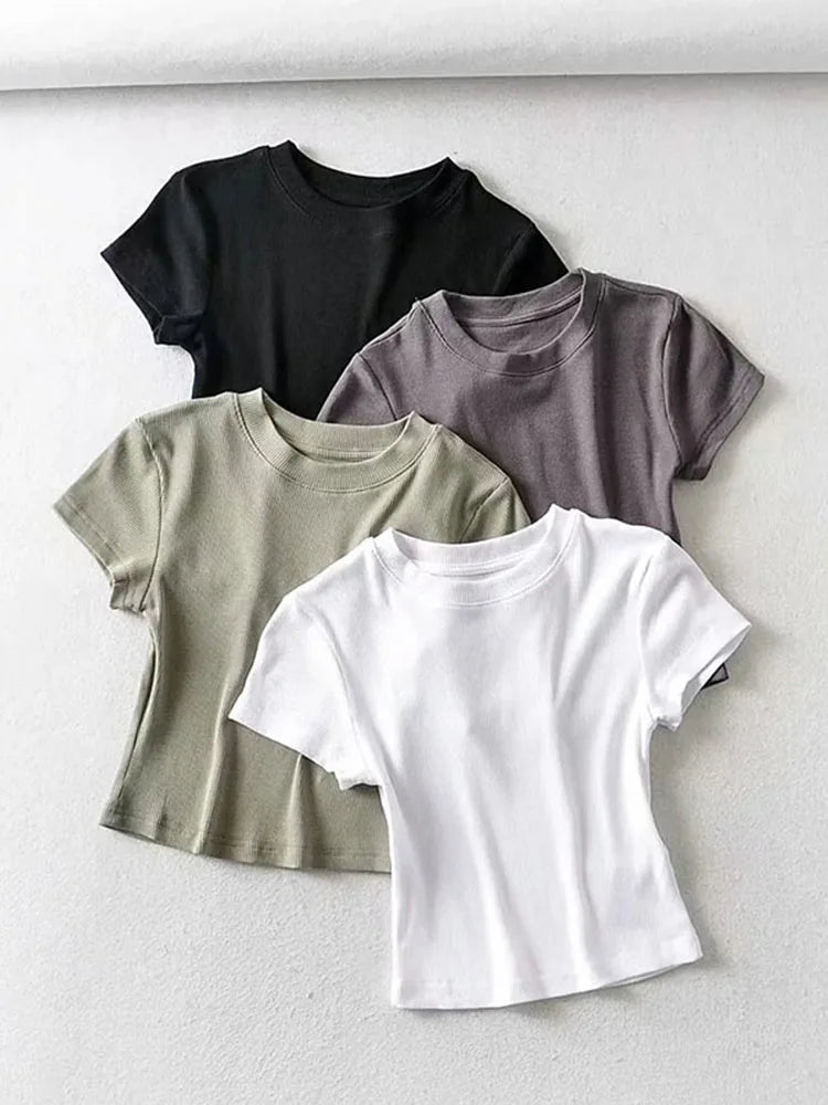 Slim Fit Short-Sleeve Crop Top