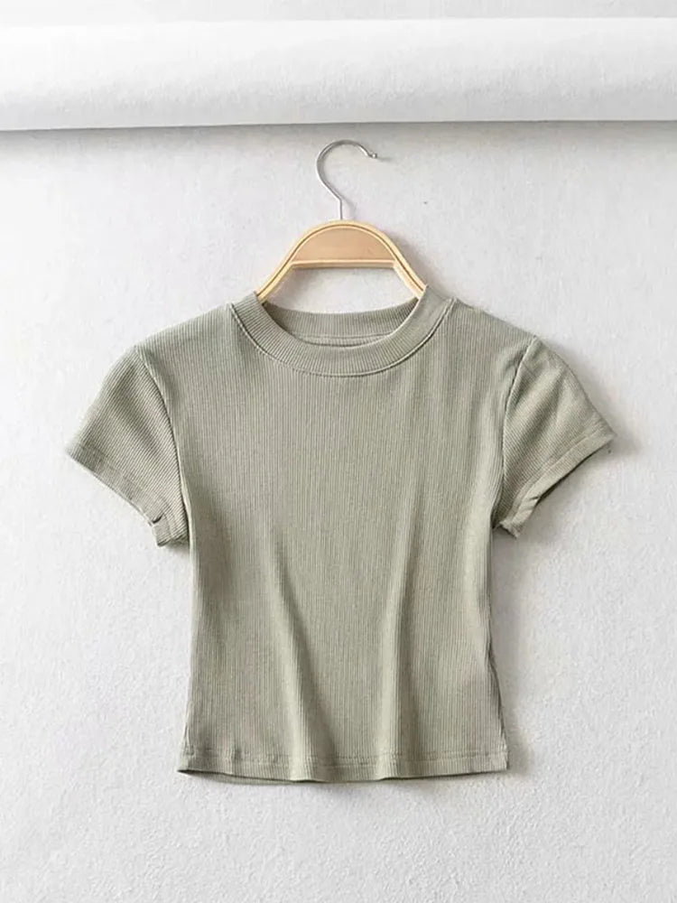 Slim Fit Short-Sleeve Crop Top