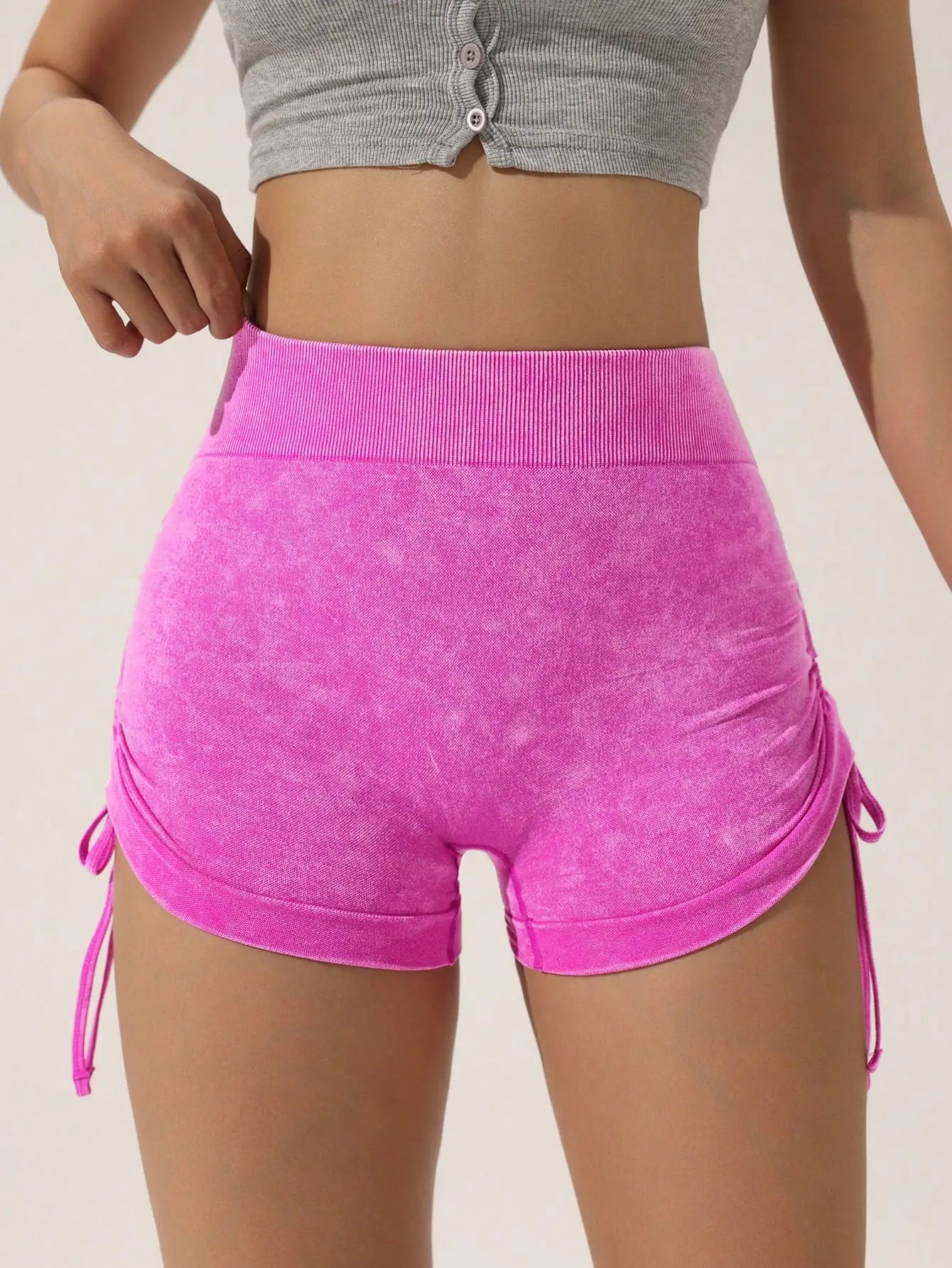 Lumora High-Waisted Matte Active Shorts with Drawstring