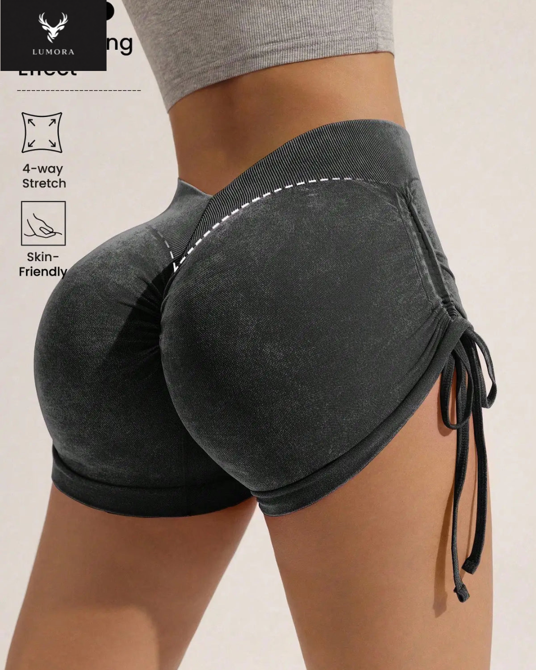 Lumora High-Waisted Matte Active Shorts with Drawstring