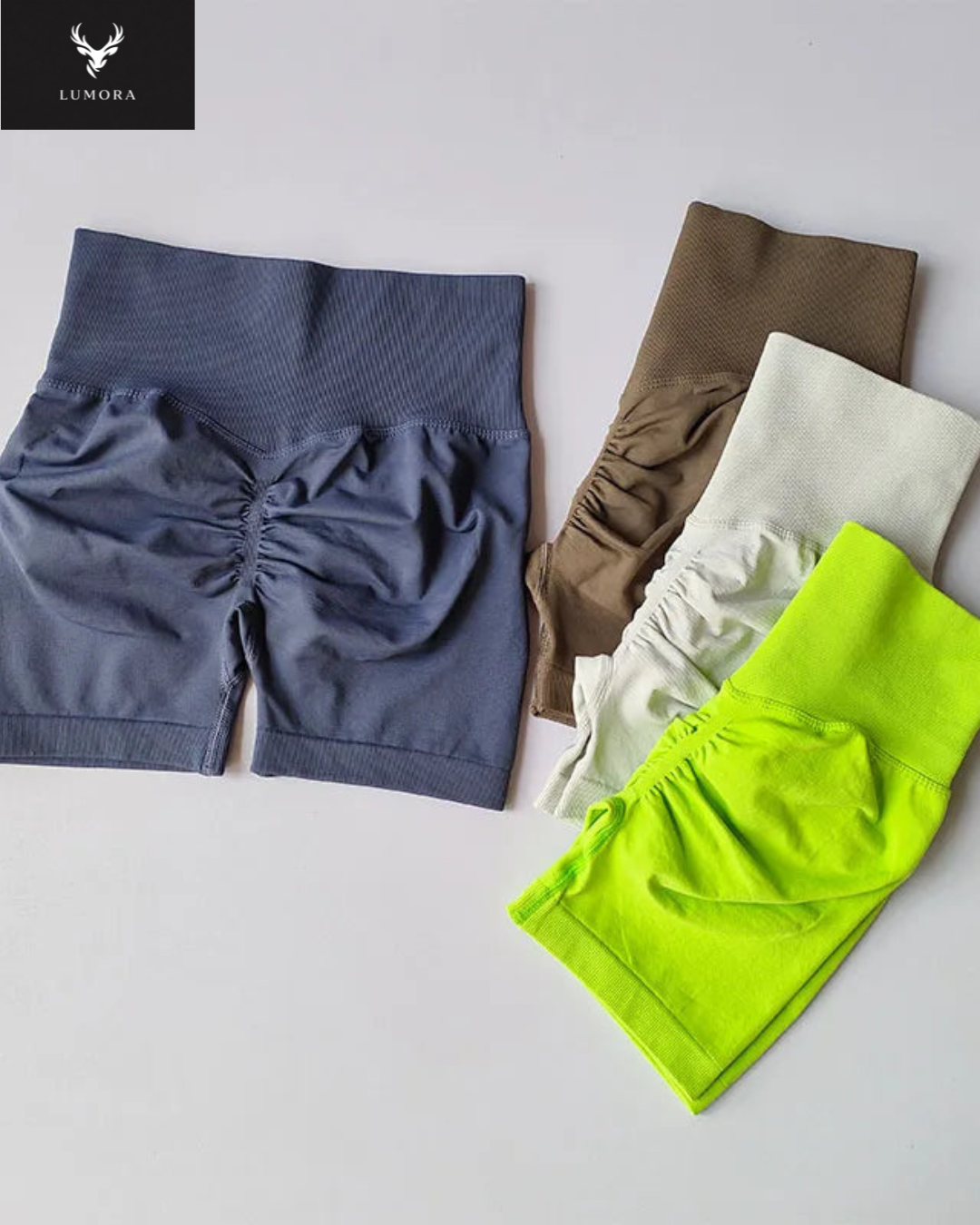 Lumora Peach Sculpt High-Waist Active Shorts